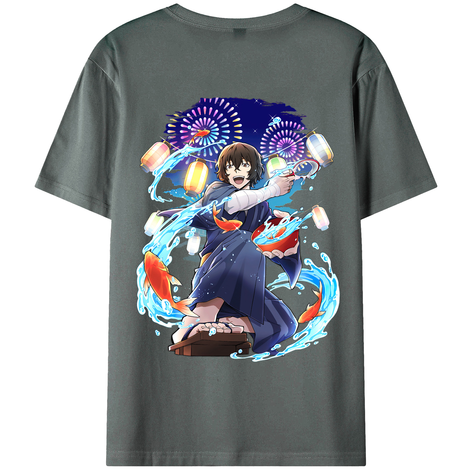 （画像用） 文豪ストレイドッグス Bungo Stray Dogs 綿100％ メンズ半袖Tシャツ（バックプリント） 通気性